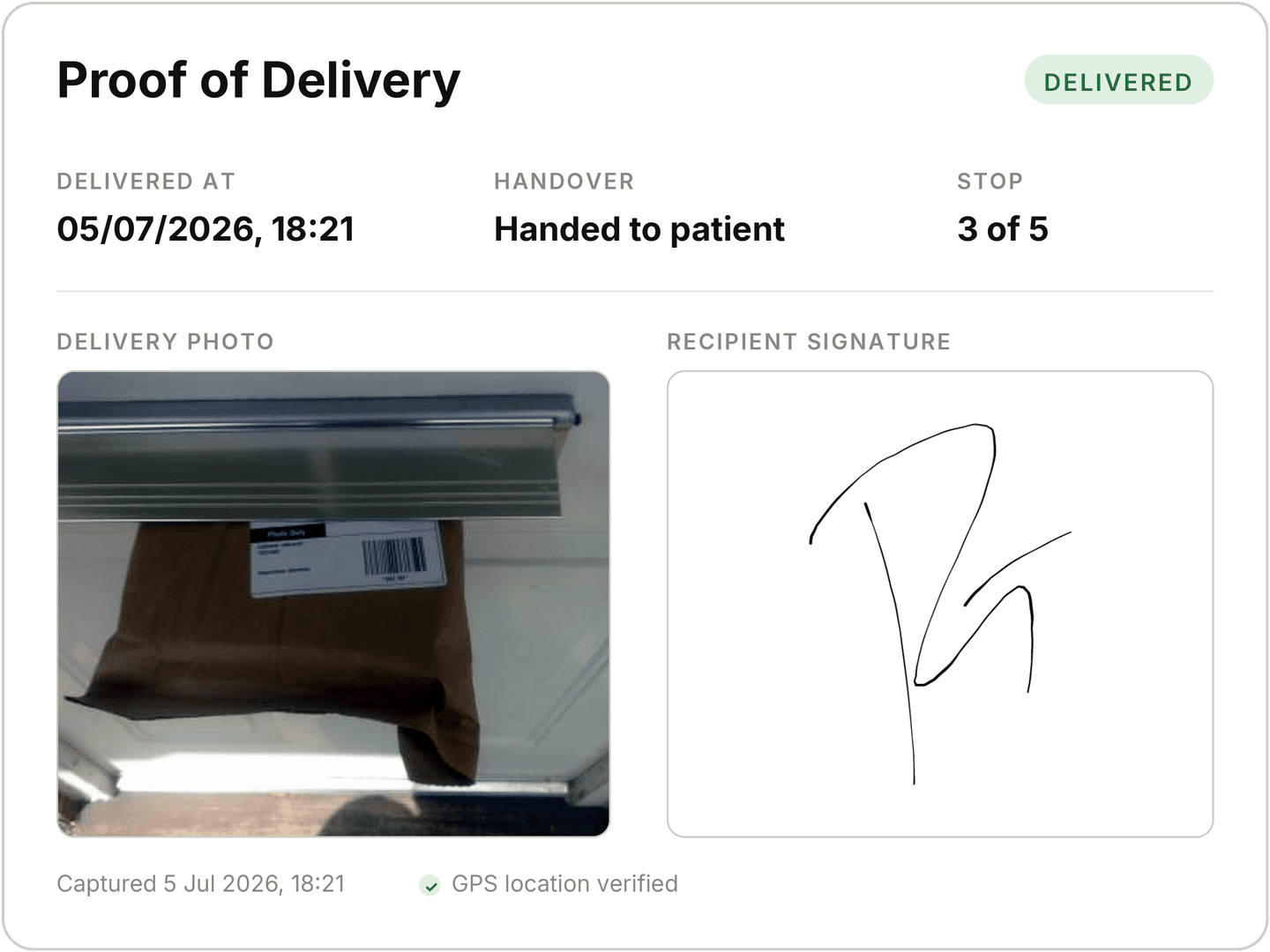 Proof of delivery
